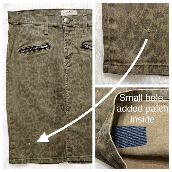 Current/Elliott Leopard Print Army Green Denim Pencil Skirt, Jean Skirt Size 28” - Picture 14 of 14